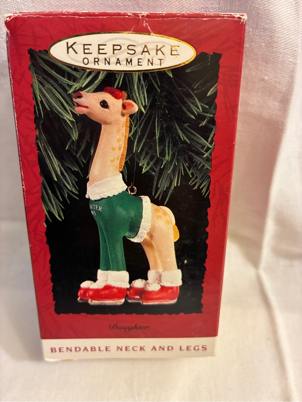 Hallmark Keepsake Ornament Giraffe in Green Sweater Daughter bendable neck legs